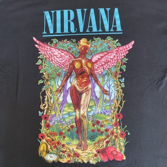 Nirvana Black In Utero Graphic Short Sleeve T-Shirt Adult Size XL - Picture 3 of 6